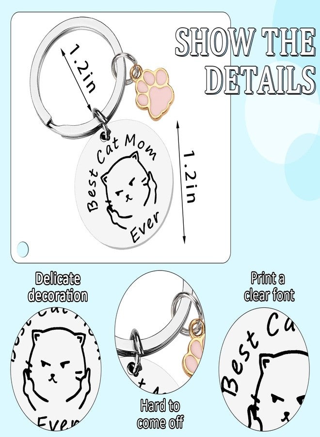 PLwelth Cat Mom Keychain Funny Mom Gift Keychain for Women Cats Tag Pendent Mother Car Keyring New Puppy Cat Keyring from Daughter Son Husband for Birthday Mother’s Day Valentine's - Image 5